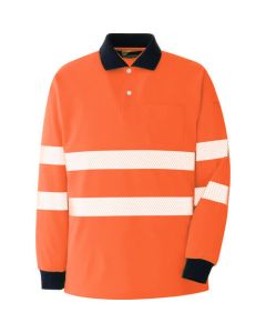 เสื้อโปโลแขนยาวทัศนวิสัยสูง สีส้ม LL