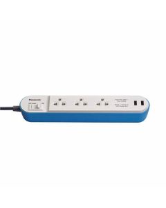 ปลั๊กพ่วง Perfect Fit 2.0m 3 ช่อง 2 USB Blue