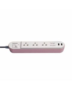 ปลั๊กพ่วง Perfect Fit 2.0m 3 ช่อง 2 USB Pink