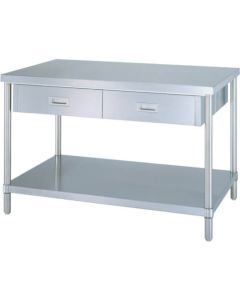 Stainless Steel Table with Drawers on Both Sides 1อัน