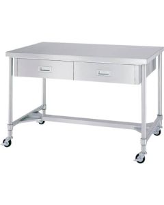 Stainless Steel Table with Drawers on Both Sides 1อัน