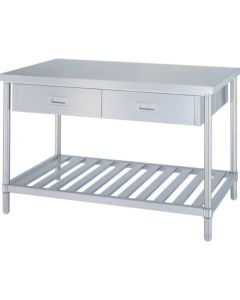 Stainless Steel Table with Drawers on Both Sides 1อัน