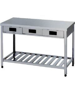 Stainless Steel Workbench with Both Sides Drawer 1อัน