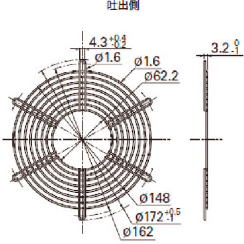 ฟิงเกอร์การ์ด (สำหรับแบบตัดด้านข้าง φ172, แบบกลม, ด้านคายประจุ)