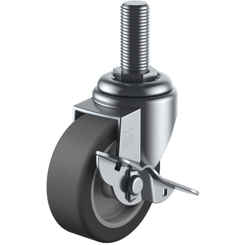 แบบสกรู ลูกล้อหมุน อีลาสโตเมอร์ เส้นผ่านศูนย์กลางล้อ 50 มม. พร้อมตัวหยุด แบบ S แบบ ST-S เกลียว UNF 1/2 x 25 เกลียว 20 เกลียว