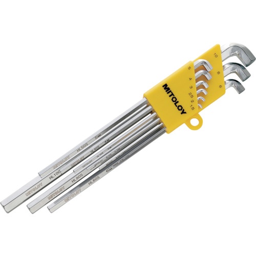 ประแจตัว L แบบกลวง สั้นและยาว พร้อมที่ยึดหน่วยมิลลิเมตร ชุด 9 ชิ้น