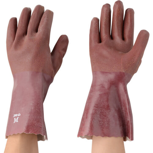 Interlocked Cotton Lined Natural Rubber Glove. In 30Cm Length. M 5ชุด
