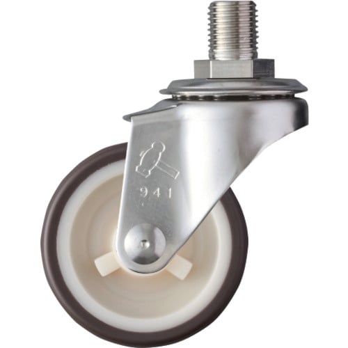 ค้อน, ลูกล้อหมุนสแตนเลสแบบเกลียว, หมุนได้, เส้นผ่านศูนย์กลางล้อ 50 มม., ล้อยูรีเทน
