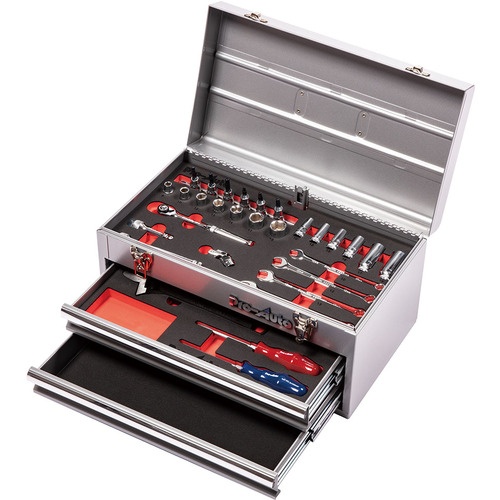 ชุดเครื่องมือพกพา 30 ชิ้น ขนาด 3/8 นิ้ว สีเงิน