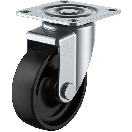 ลูกล้อหมุนแบบจาน ฟีนอลิก เส้นผ่านศูนย์กลางล้อ 100 มม. แบบ J แบบ SJ ขนาดการติดตั้ง 71 x 71 (68 x 68)