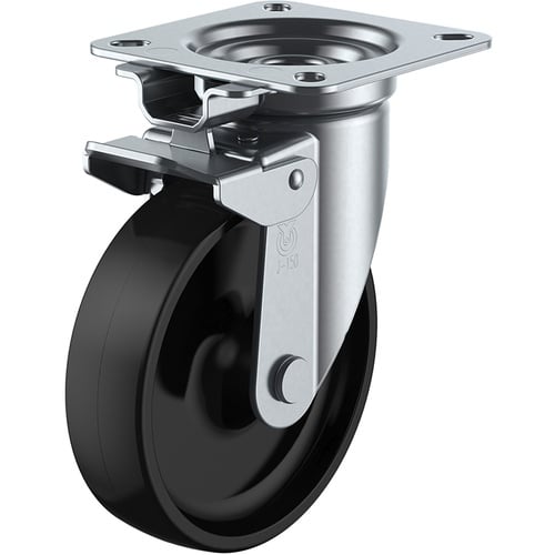 ลูกล้อหมุนแบบจาน ฟีนอลิก เส้นผ่านศูนย์กลางล้อ 150 มม. หมุน/คงที่ แบบ J แบบ JK ขนาดการติดตั้ง 94 x 94 (87 x 87)