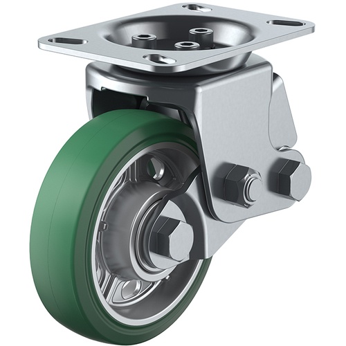 ล้อชนิดจาน, แบบตายตัว, ล้อกันกระแทก, ยางสีเขียวทนทานต่อการสึกหรอ, เส้นผ่านศูนย์กลางล้อ 150 มม., ประเภท SKY, ประเภท SKY-2R, ขนาดการติดตั้ง 133 x 86 (125 x 62)