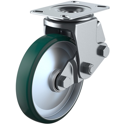 ล้อชนิดจานหมุนมีเบาะรอง ยูรีเทน เส้นผ่านศูนย์กลางล้อ 200 มม. ประเภท SKY รุ่น SKY-2S ขนาดการติดตั้ง 133 x 86 (125 x 62)