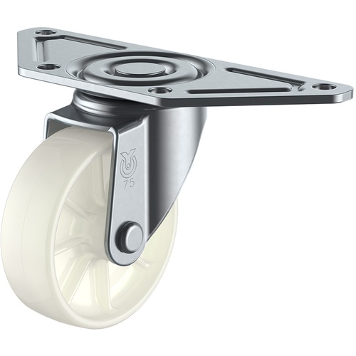 ลูกล้อหมุนแบบจาน ไนลอน เส้นผ่านศูนย์กลางล้อ 100 มม. แบบ S แบบ SGC ขนาดการติดตั้ง 139 x 55 x 42