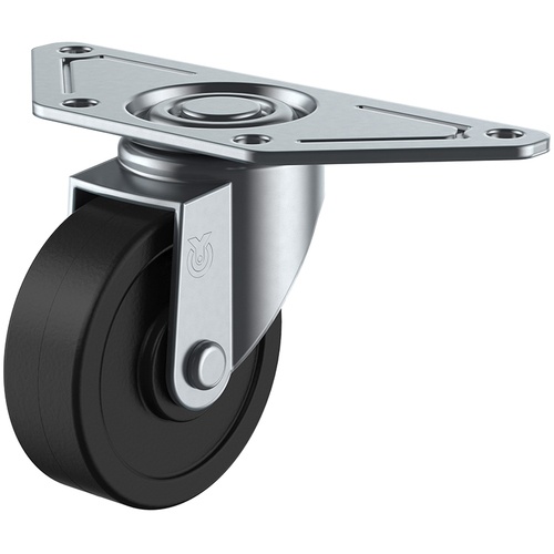 ลูกล้อหมุนแบบแผ่น ยาง เส้นผ่านศูนย์กลางล้อ 100 มม. แบบ S แบบ SGC ขนาดการติดตั้ง 139 x 55 x 42