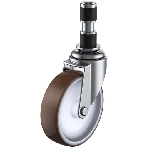 ประเภทการแทรก ลูกล้อหมุน ยูรีเทน เส้นผ่านศูนย์กลางล้อ 125 มม. ประเภท E ประเภท ETF เส้นผ่านศูนย์กลางท่อ 22