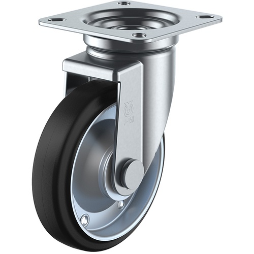 ลูกล้อหมุนแบบจาน ยางนำไฟฟ้า เส้นผ่านศูนย์กลางล้อ 150 มม. แบบ J ขนาดการติดตั้ง 94 x 94 (87 x 87)