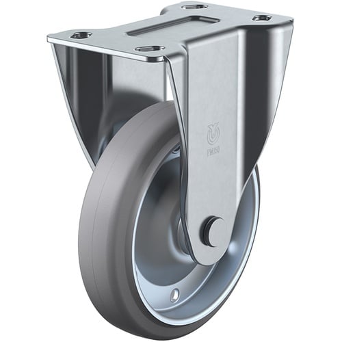 ล้อเลื่อนแบบจานตายตัว ยางสีเทา เส้นผ่านศูนย์กลางล้อ 200 มม. ประเภท PM ประเภท PMR ขนาดการติดตั้ง 112 x 63