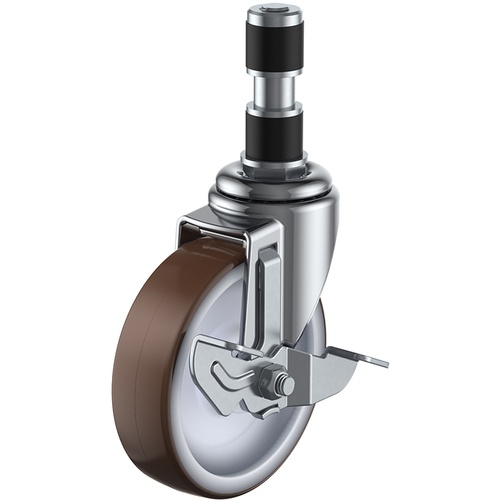 ประเภทการแทรก ลูกล้อหมุน ยูรีเทน เส้นผ่านศูนย์กลางล้อ 100 มม. พร้อมตัวหยุด ประเภท E ประเภท ETF-S เส้นผ่านศูนย์กลางท่อ 35 มม.