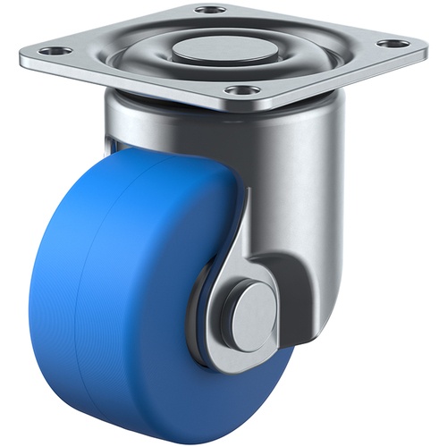 ล้อชนิดแผ่น หมุนได้ โปรไฟล์ต่ำ ไนลอนหล่อโมโนเมอร์ เส้นผ่านศูนย์กลางล้อ 50 มม. ประเภท H ประเภท HSG ขนาดการติดตั้ง 63 x 63