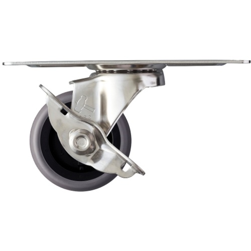 ค้อนสแตนเลสทั้งหมด มุมรูปตัว S พร้อมแกนหมุน SP ล้ออีลาสโตเมอร์ 65 มม.