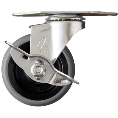 ค้อนสแตนเลสทั้งหมด มุม E-type พร้อม SP แบบหมุน ล้ออีลาสโตเมอร์ 65 มม.