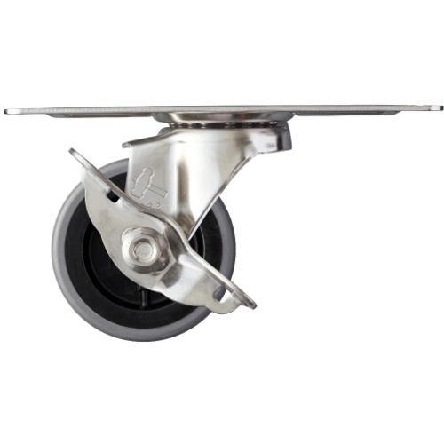 ค้อนสแตนเลสทั้งหมด มุมรูปตัว S พร้อมแกนหมุน SP ล้ออีลาสโตเมอร์ 75 มม.