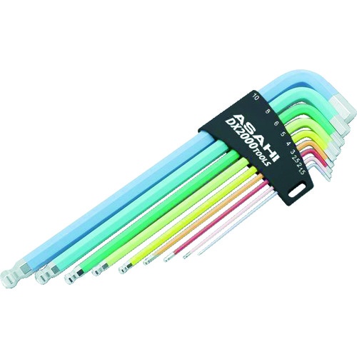 ชุดประแจหกเหลี่ยมปลายกลมหลากสี 9 ชิ้น