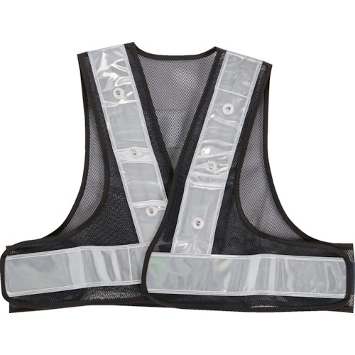 เสื้อกั๊กเซฟตี้สั้นมีไฟ LED สีกรมท่าและสีขาว