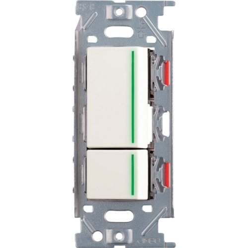 (210026822) PXP-J-NKW02009-PW สวิตช์คู่แบบฝังพร้อมไฟนำทาง สีขาวบริสุทธิ์