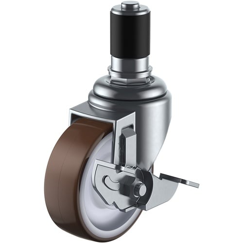 ประเภทการแทรก ลูกล้อหมุน ยูรีเทน เส้นผ่านศูนย์กลางล้อ 75 มม. พร้อมตัวหยุด ประเภท S ประเภท STF-S เส้นผ่านศูนย์กลางท่อ 35 มม.