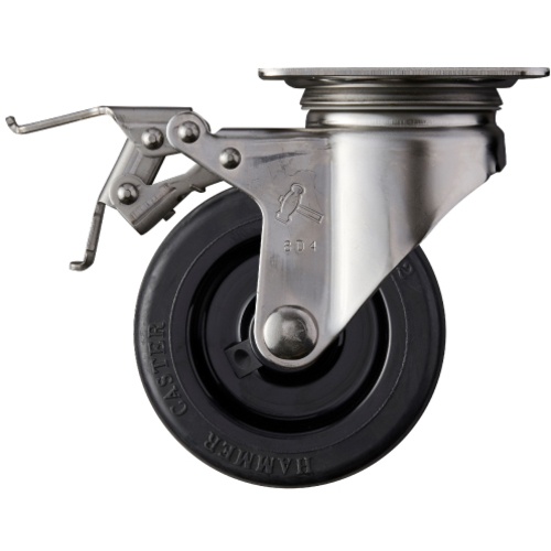 ค้อน Total Lock SUS Swivel พร้อม SP, ล้อยาง, 100 มม.