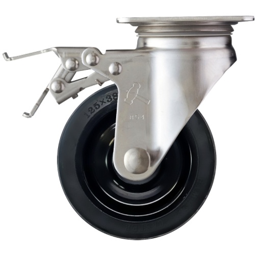 ค้อน Total Lock SUS Swivel พร้อม SP, ล้อยาง, 125 มม.