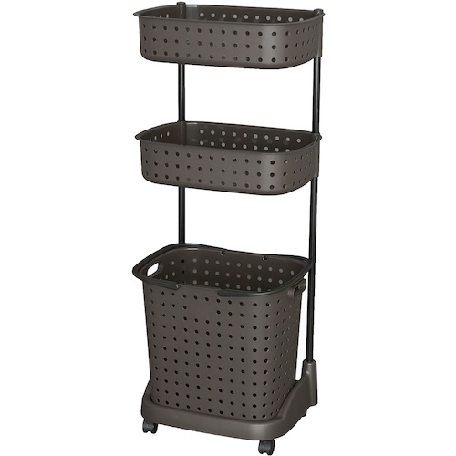 ตะกร้าใส่ผ้า 3 ชั้น Recair สีน้ำตาลเข้ม