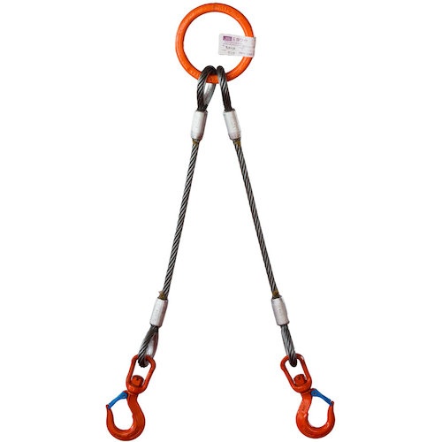 สลิงลวดสองเส้น รับน้ำหนักได้ 3.2 ตัน กว้าง 1.5 ม. (แบบกระดิ่งตัววี) (1015094)