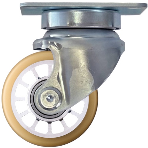 ค้อน ความทนทานสูง โปรไฟล์ต่ำ งานหนัก หมุนได้ ล้อยูรีเทน 75 มม. ระยะพิทช์ 68 x 68