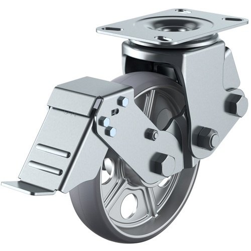 ลูกล้อหมุนชนิดแผ่น Ultimate Urethane เส้นผ่านศูนย์กลางล้อ 200 มม. พร้อมตัวหยุด ประเภท SKY SKY-2S-S ขนาดการติดตั้ง 133 x 86 (125 x 62)