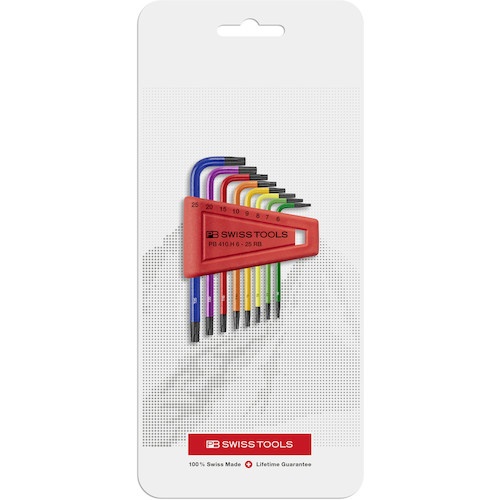 410H/6-25RBCN ชุดหัวหกเหลี่ยมรูปตัว L สีรุ้ง 8 ชิ้น (บรรจุในแผงพลาสติกใส)