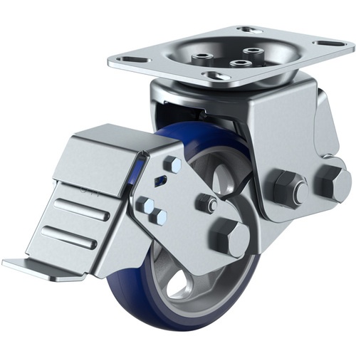 ล้อเลื่อนชนิดจานตายตัว ยูรีเทนพรีเมียม เส้นผ่านศูนย์กลางล้อ 150 มม. พร้อมตัวหยุด ประเภท SKY SKY-2R-S ขนาดการติดตั้ง 112 x 50 (100 x 56)