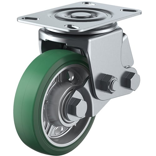 ล้อชนิดจานหมุน ล้อกันกระแทก ยางสีเขียวทนทานต่อการสึกหรอ เส้นผ่านศูนย์กลางล้อ 150 มม. รุ่น SKY-2S ขนาดการติดตั้ง 94 x 94 (87 x 87)