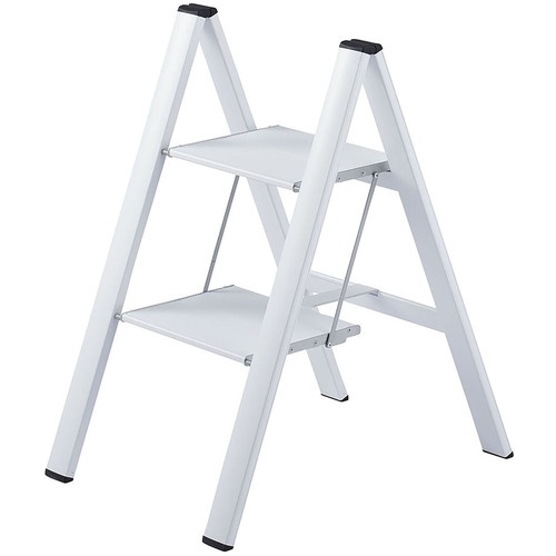 บันไดทรงเพรียวบาง 2 ขั้น สีขาว