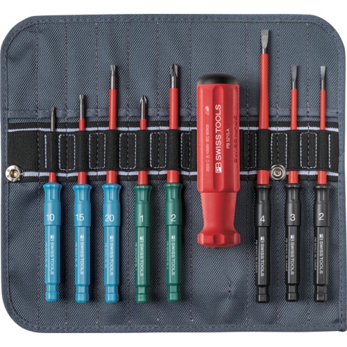 ชุดไขควงหุ้มฉนวนแบบถอดเปลี่ยนได้ 8 ชิ้น ม้วนเก็บได้