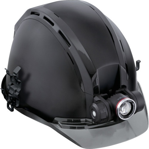 หมวกนิรภัย (พร้อมร่องยึดเพื่อความปลอดภัย) ชุดขั้นสูง KJM พร้อมพัดลม สีดำด้าน