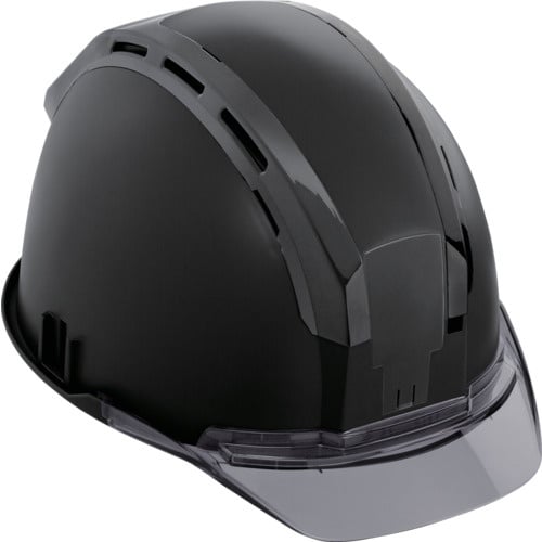 หมวกนิรภัย: หมวกนิรภัย (พร้อมร่องสำหรับยึดเพื่อความปลอดภัย) สีดำด้าน สีควัน