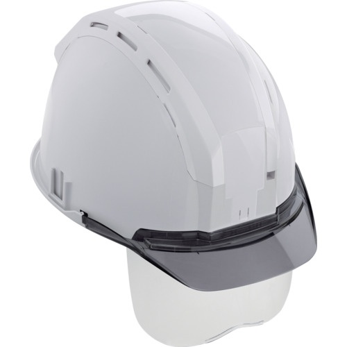 หมวกนิรภัย (พร้อมร่องสำหรับยึดเพื่อความปลอดภัย) สีขาว สีควัน พร้อมกระบังหน้า