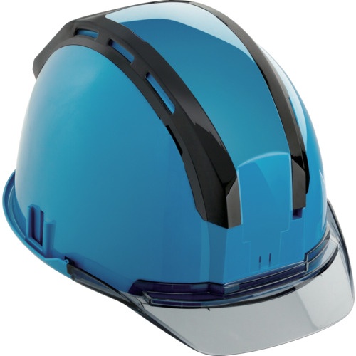 หมวกนิรภัย (พร้อมร่องสำหรับยึดเพื่อความปลอดภัย) สีน้ำเงินรมควัน