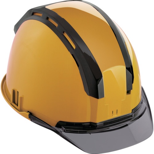 หมวกนิรภัย (พร้อมร่องสำหรับยึดเพื่อความปลอดภัย) สีเหลืองควัน