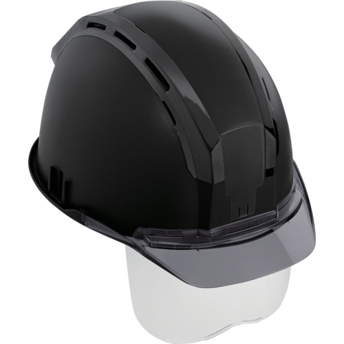 หมวกนิรภัย (พร้อมร่องสำหรับยึดเพื่อความปลอดภัย) สีดำด้าน สีควันบุหรี่ พร้อมกระจบังหน้า
