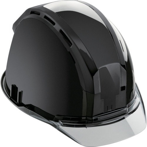 หมวกนิรภัย (พร้อมร่องสำหรับยึดเพื่อความปลอดภัย) สีดำรมควัน