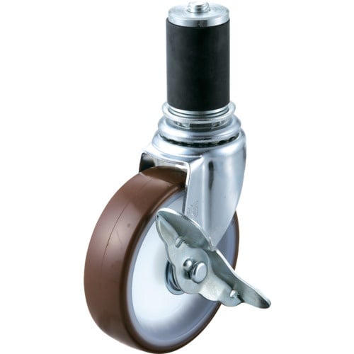 ชนิดแทรก หมุน ลูกล้อสแตนเลส ยูรีเทน เส้นผ่านศูนย์กลางล้อ 125 มม. พร้อมตัวหยุด ชนิด E ชนิด SUS-ETF-S เส้นผ่านศูนย์กลางท่อ 35